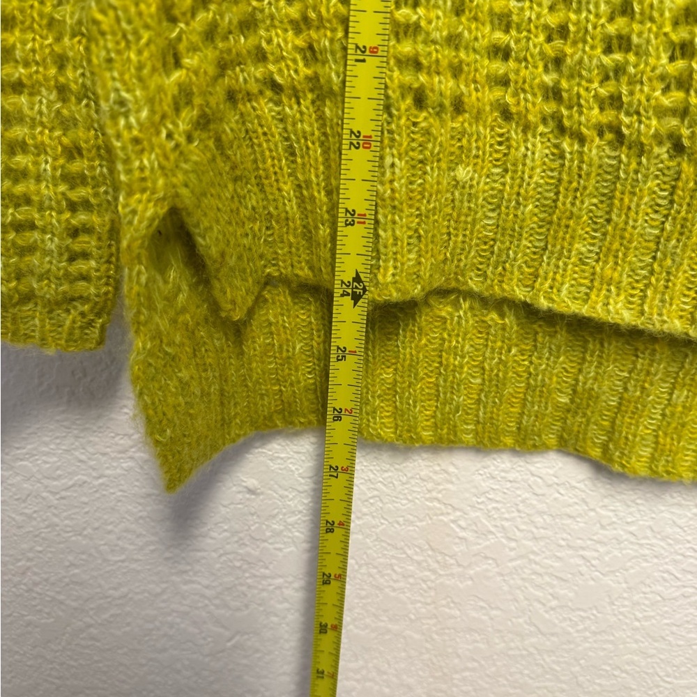 Field Flower Wool Blend Chartreuse Open Knit Sweater Anthro Style small - Picture 6 of 12